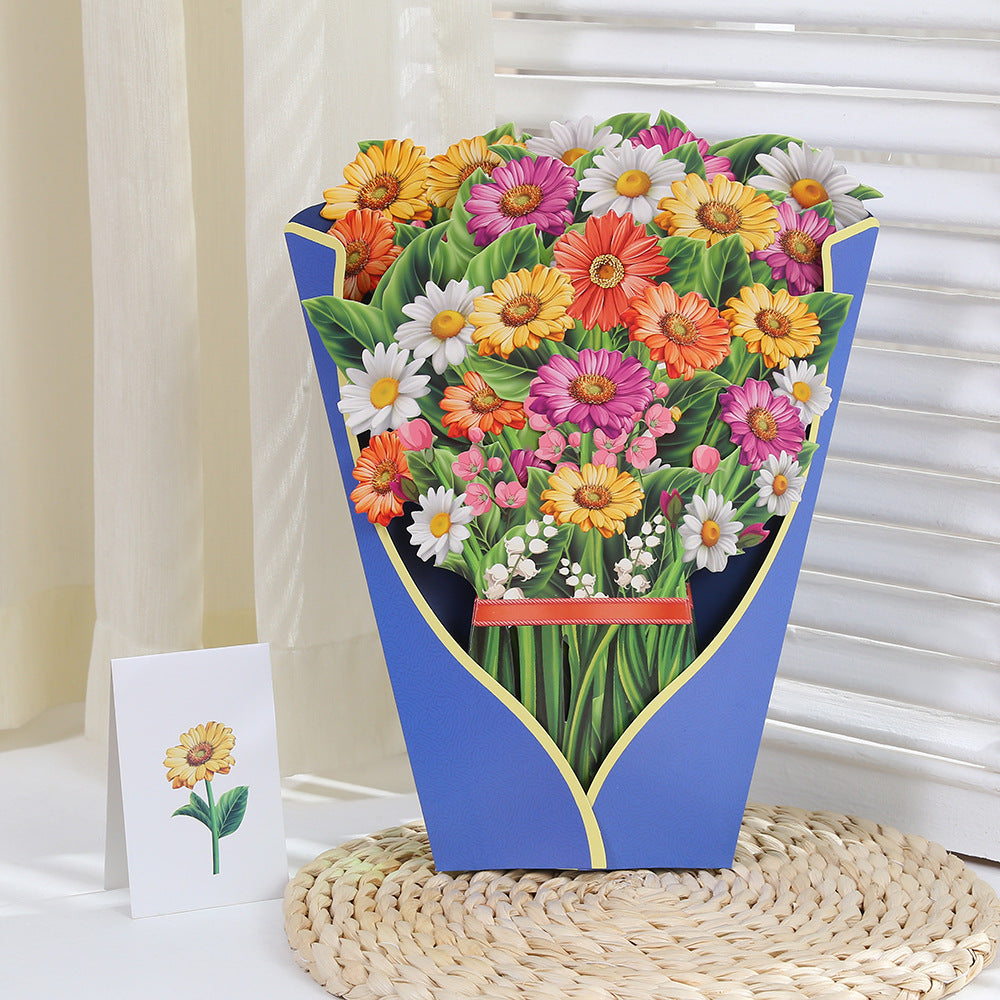 Colourful Tulips, Gerberas, Dahlia, Flowers Pop Up Card | Birthday | Wedding | Greeting Card | Valentines Card | Mothers Day Card
