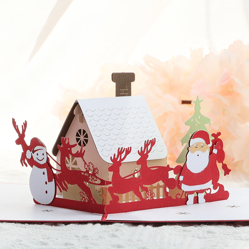 Christmas Pop Up Card | Snowy House | Hut | Xmas | 3D Card | Greeting Card | LED | Playing Jingle Bells Tune