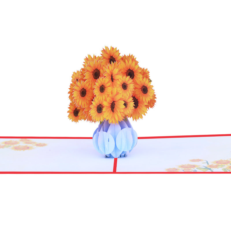 Sunflower Bouquet Pop Up Card, Birthday, Wedding, Greeting Card | Valentines Day Card