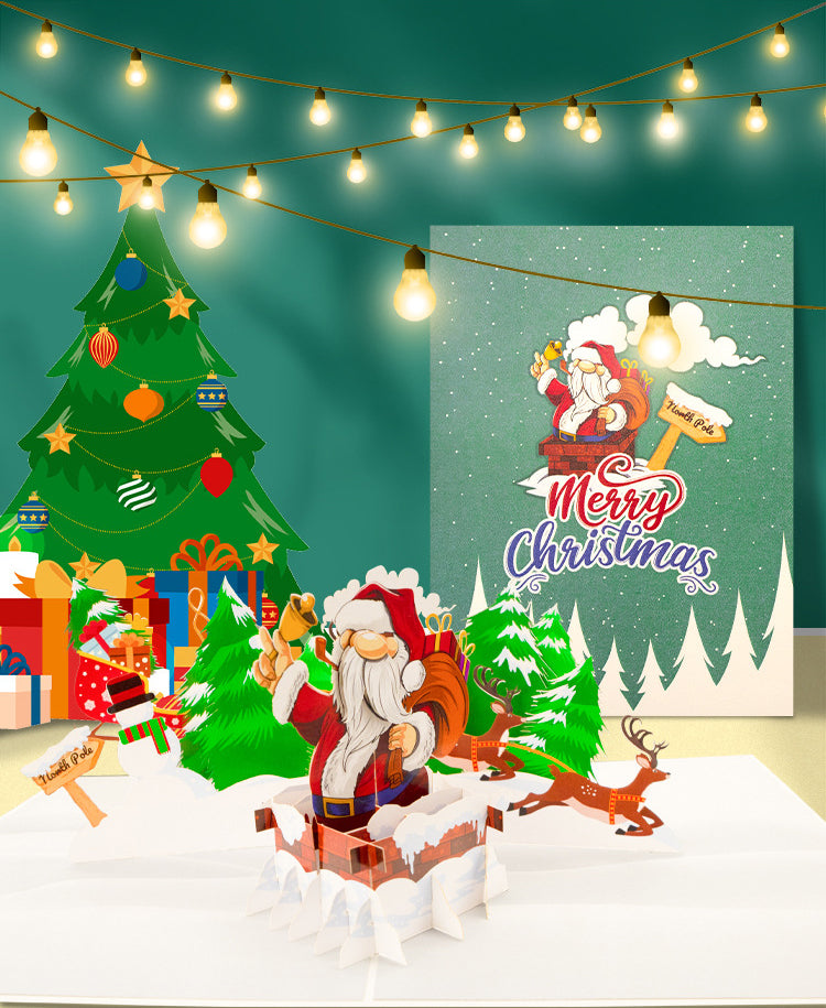 Merry Christmas Pop Up Card with Santa Claus