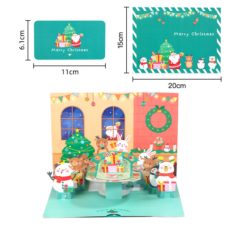 Christmas Pop Up Card | Christmas Party | 3D Card | Xmas | Animals | Supper | Children | Gift | Greeting Card