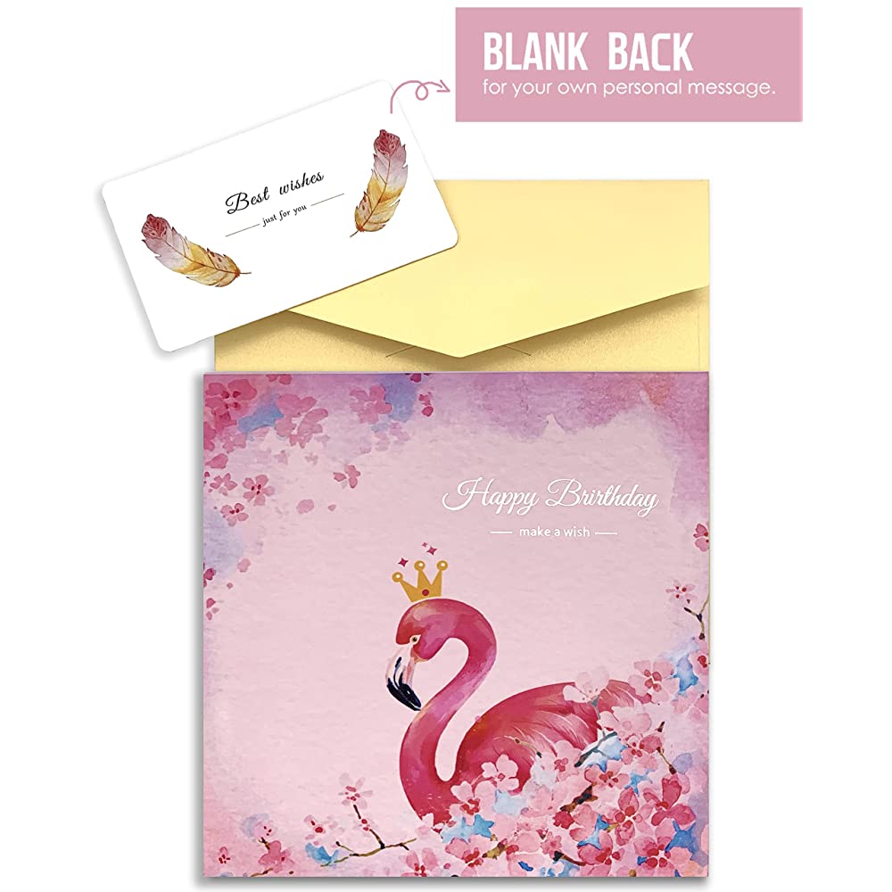 Birthday Pop Up Card - Flamingo Cake - Q&T 3D Cards and Envelopes