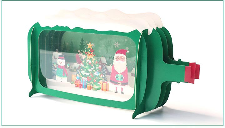 Christmas Tunnel Card - Bottle Shape - Q&T 3D Cards and Envelopes