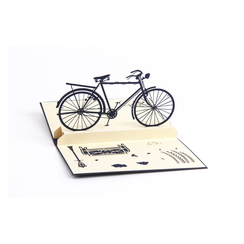Navy Blue Bicycle Pop Up Card
