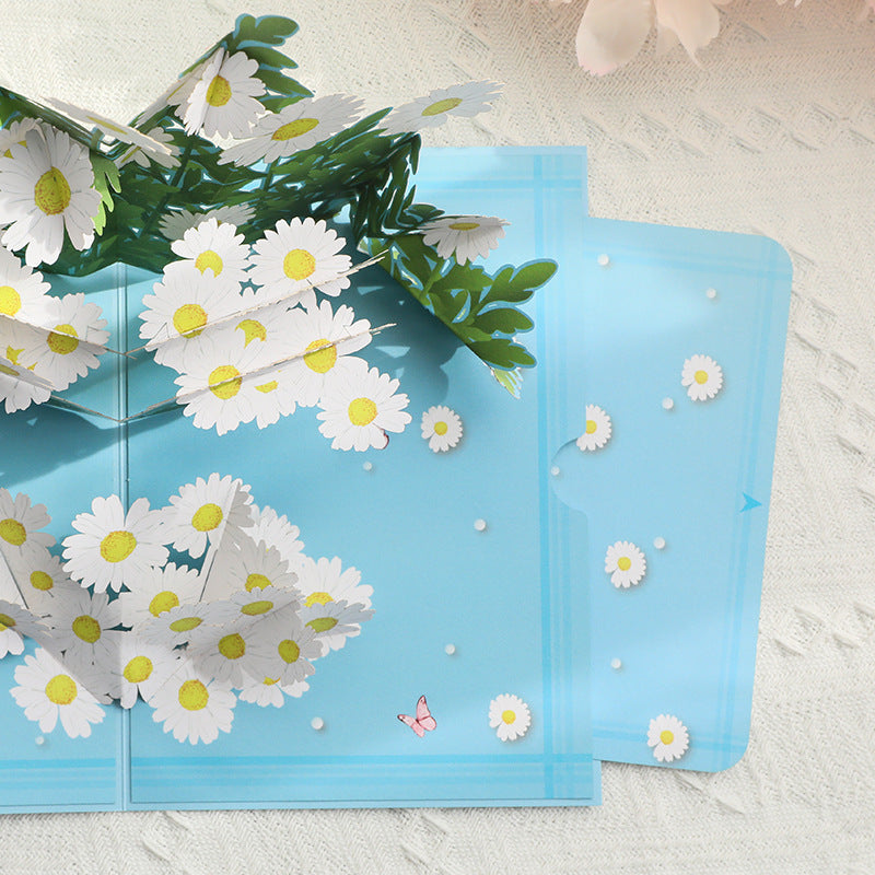 Daisy Bouquet Pop Up Card in Blue | 3D Card | Mothers Day Card