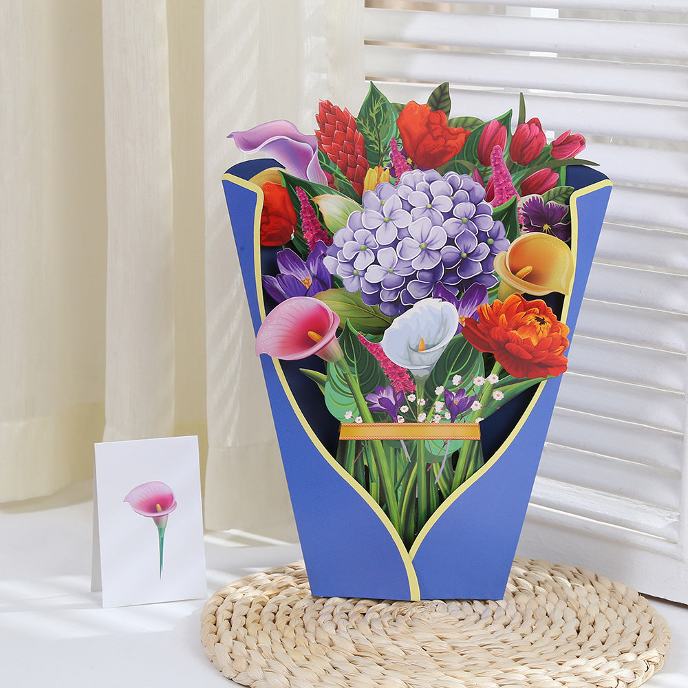 Colourful Tulips, Gerberas, Dahlia, Flowers Pop Up Card | Birthday | Wedding | Greeting Card | Valentines Card | Mothers Day Card
