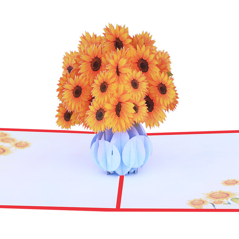 Sunflower Bouquet Pop Up Card, Birthday, Wedding, Greeting Card | Valentines Day Card