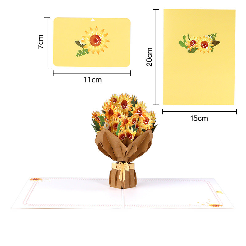 Sunflower Bouquet Pop Up Card - 2 Styles, Birthday, Wedding, Greeting Card | Valentines Day | Mothers Day | G