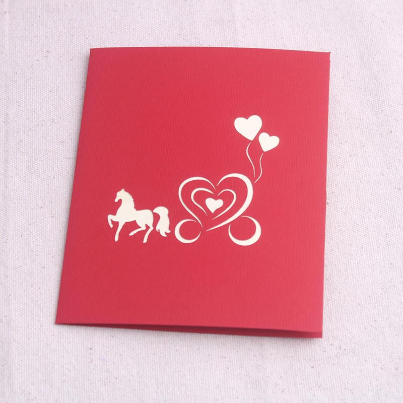 Romantic Horse Drawn Carriage Pop Up Card | Valentines Day | Wedding Gift | 3D Card | Greeting Card