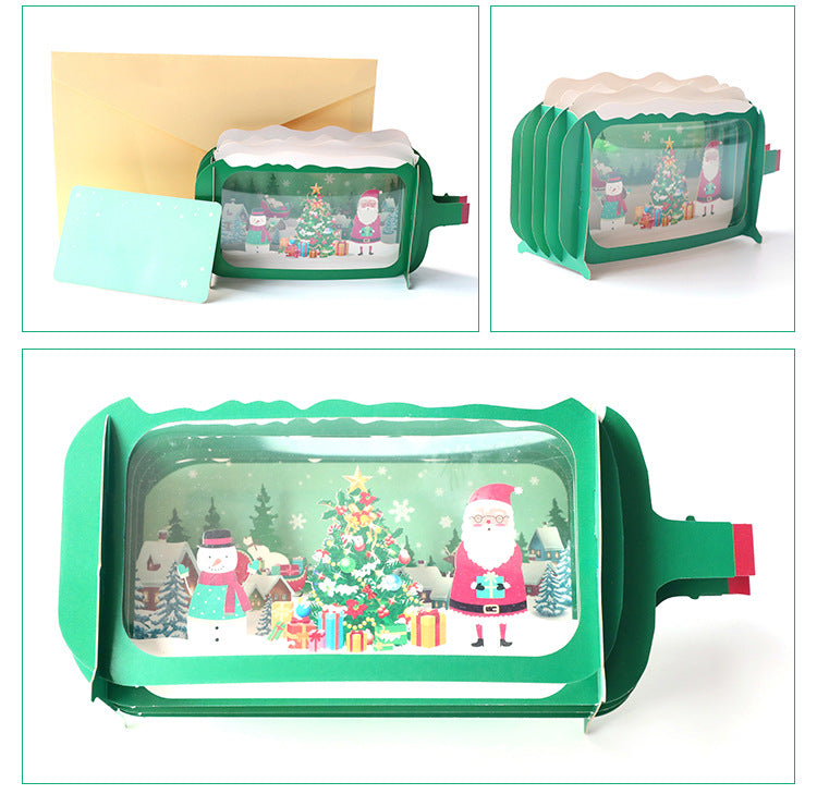 Christmas Tunnel Card - Bottle Shape - Q&T 3D Cards and Envelopes