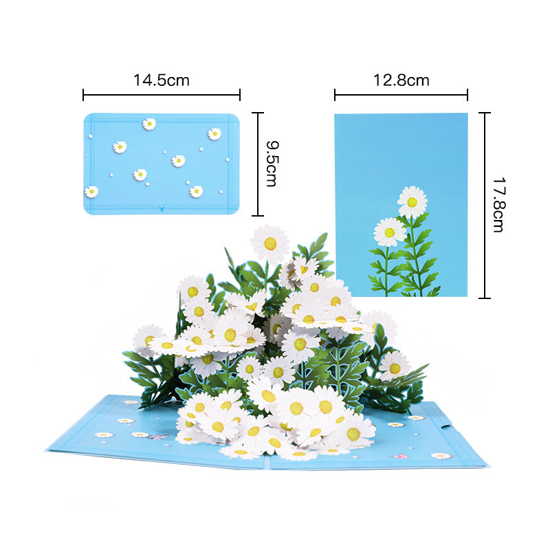 Daisy Bouquet Pop Up Card in Blue | 3D Card | Mothers Day Card