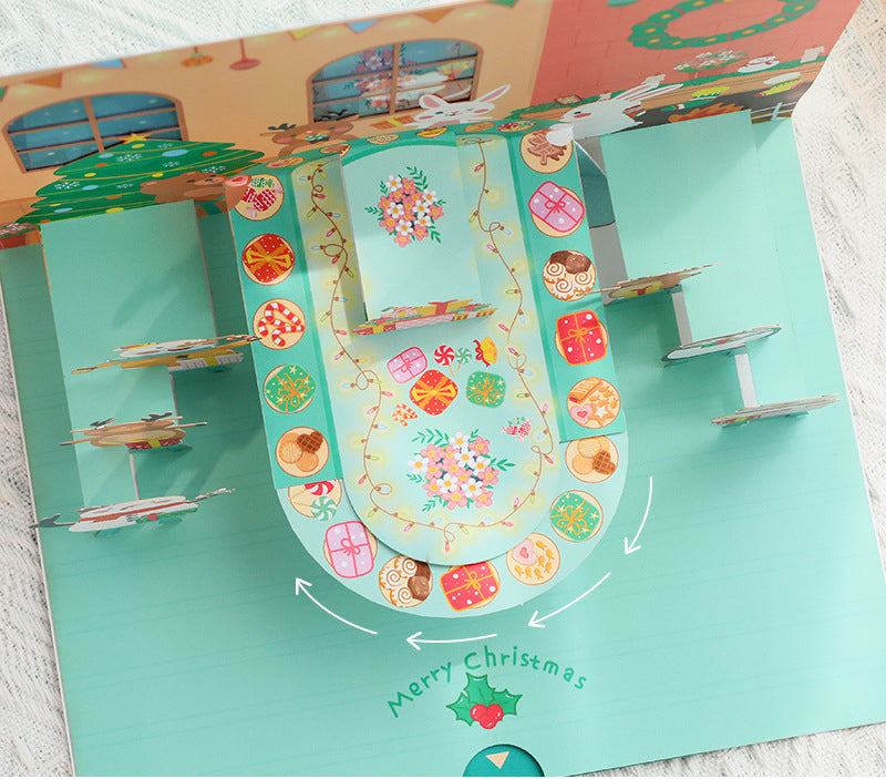 Christmas Pop Up Card | Christmas Party | 3D Card | Xmas | Animals | Supper | Children | Gift | Greeting Card