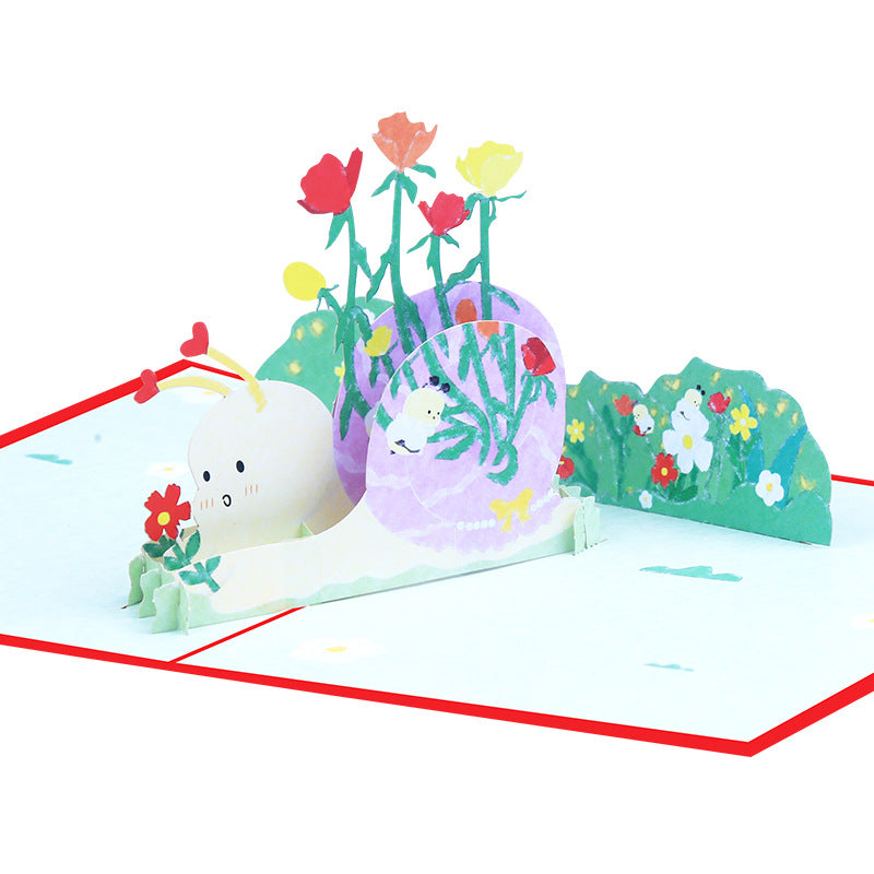 Baby Snail Pop Up Card | 3D Card | Birthday | First Birthday | Child Painiting Style