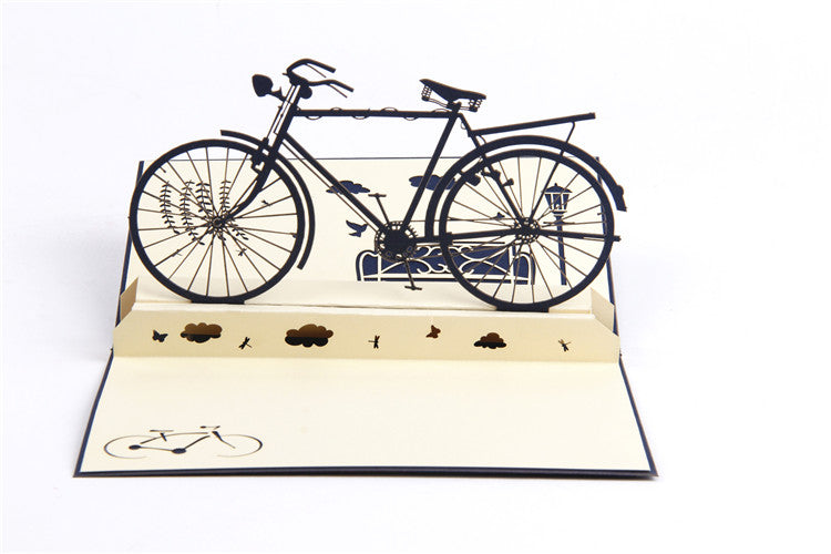 Navy Blue Bicycle Pop Up Card