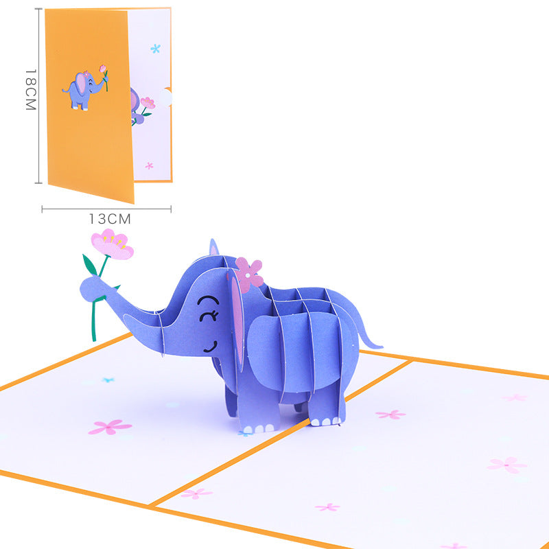Little Elephant Pop Up Card | 3D Card | Baby Birthday | Greeting Card | Animal | 3 Styles