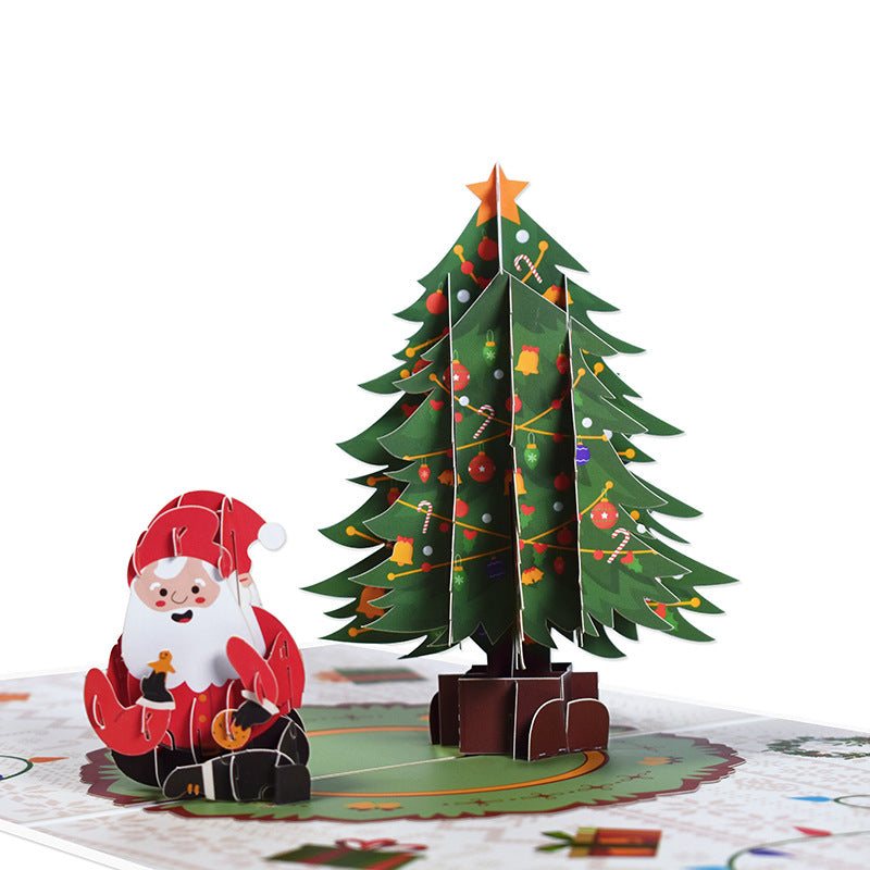 Merry Christmas Pop Up Card with Santa and Christmas Tree
