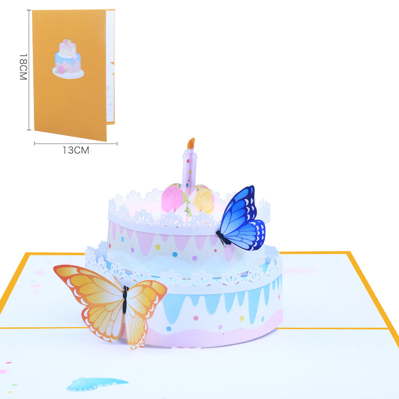 Birthday Cake with Butterflies Pop Up Card
