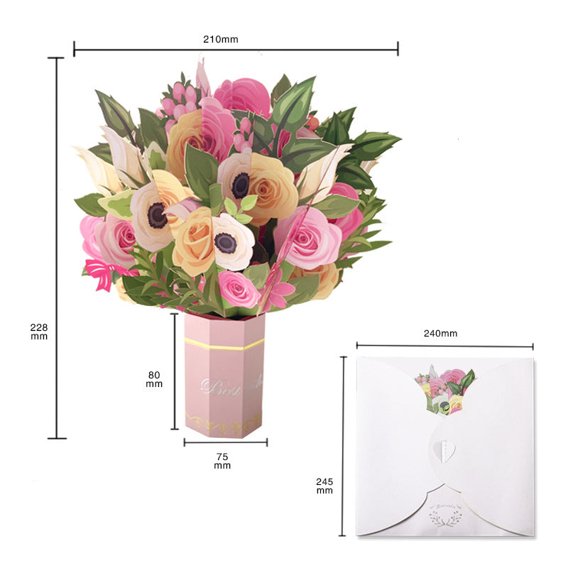 Colourful Standing Bouquet Pop Up Card - 4 Styles