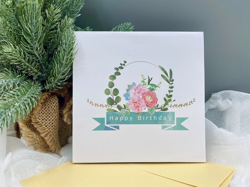 Blue Cake with Deers Antlers Birthday Pop Up Card