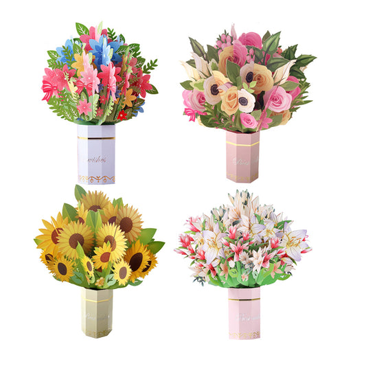 Colourful Standing Bouquet Pop Up Card - 4 Styles