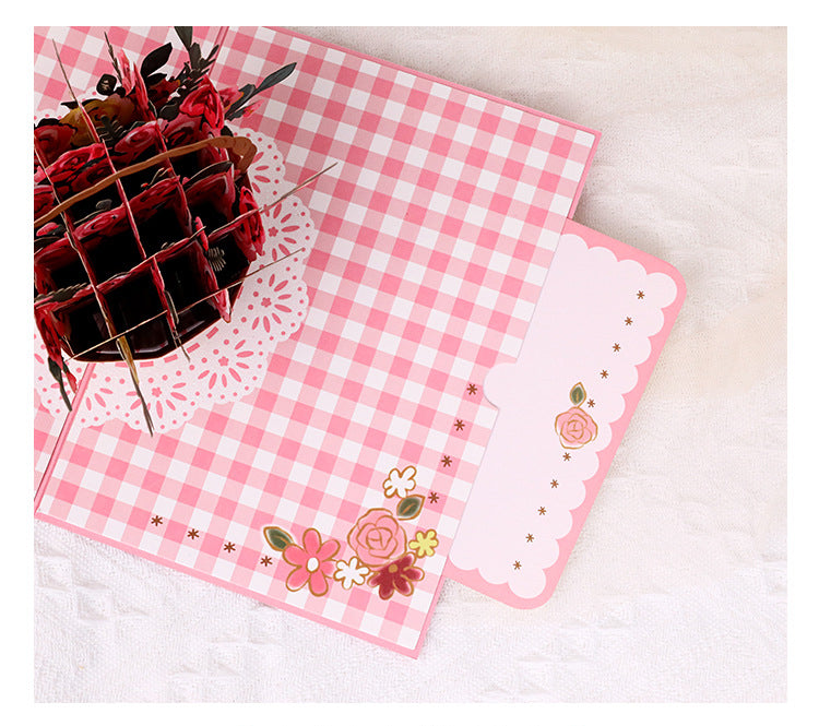 Basket Full Of Roses Pop Up Card - Q&T 3D Cards and Envelopes