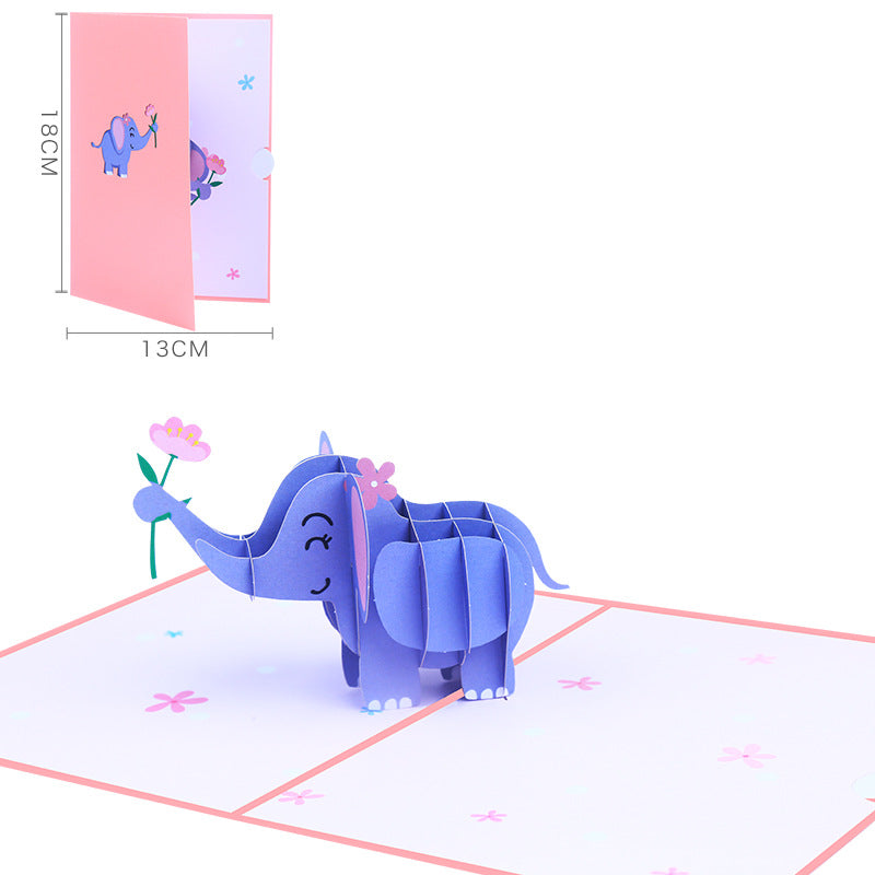 Little Elephant Pop Up Card | 3D Card | Baby Birthday | Greeting Card | Animal | 3 Styles