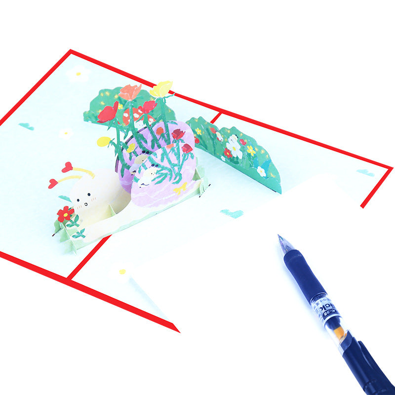 Baby Snail Pop Up Card | 3D Card | Birthday | First Birthday | Child Painiting Style