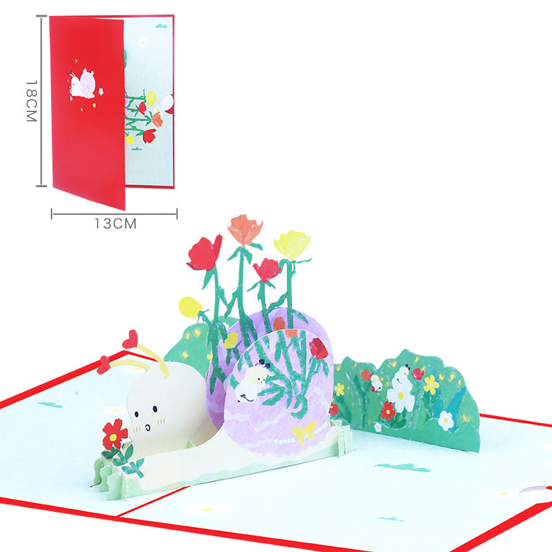 Baby Snail Pop Up Card | 3D Card | Birthday | First Birthday | Child Painiting Style