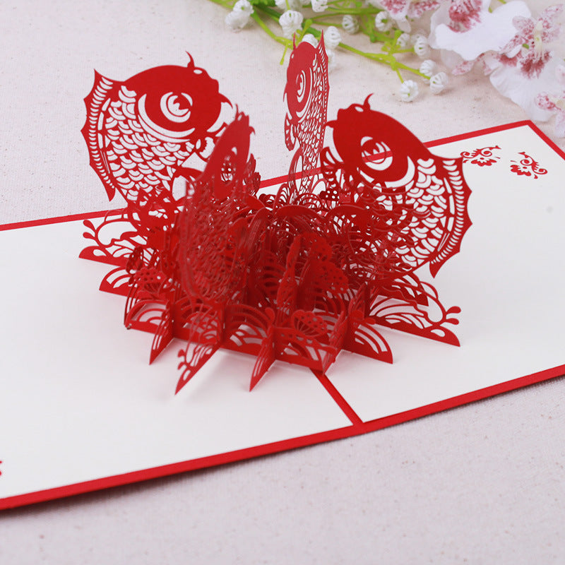 Chinese New Year Pop Up Card, Lunar New Year, Fish Pop Up Card