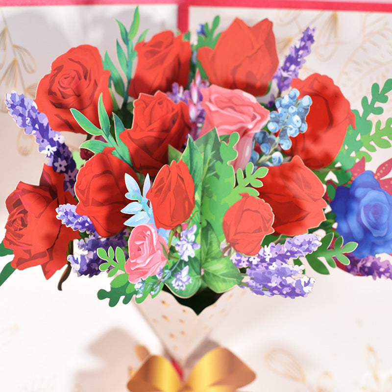Red Roses Pop Up Card - Q&T 3D Cards and Envelopes