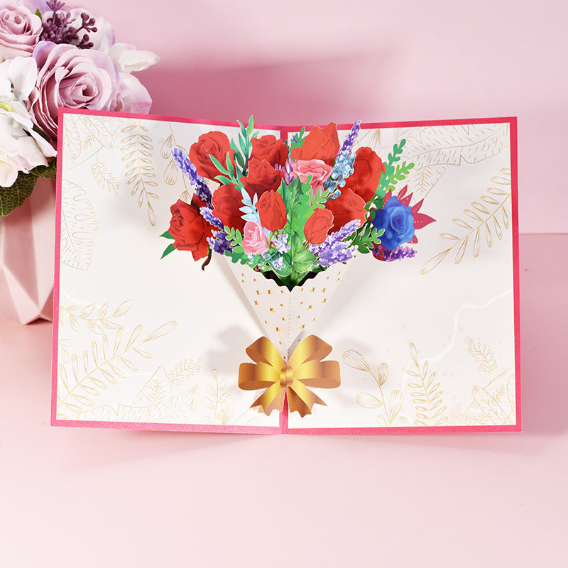 Red Roses Pop Up Card - Q&T 3D Cards and Envelopes