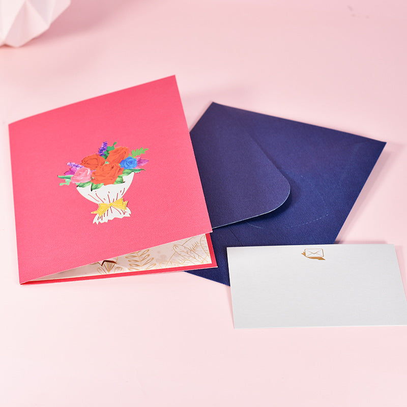 Red Roses Pop Up Card - Q&T 3D Cards and Envelopes