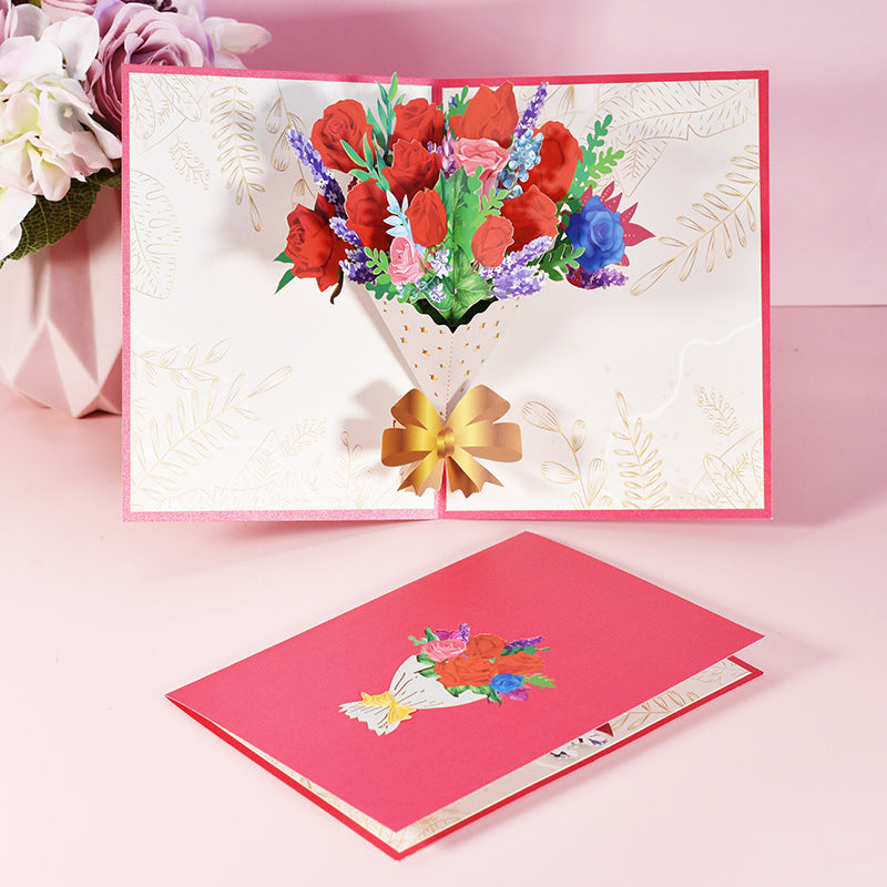Red Roses Pop Up Card - Q&T 3D Cards and Envelopes