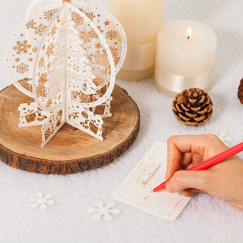 3d pop up chrismtas card - white tree in a sphere - full set