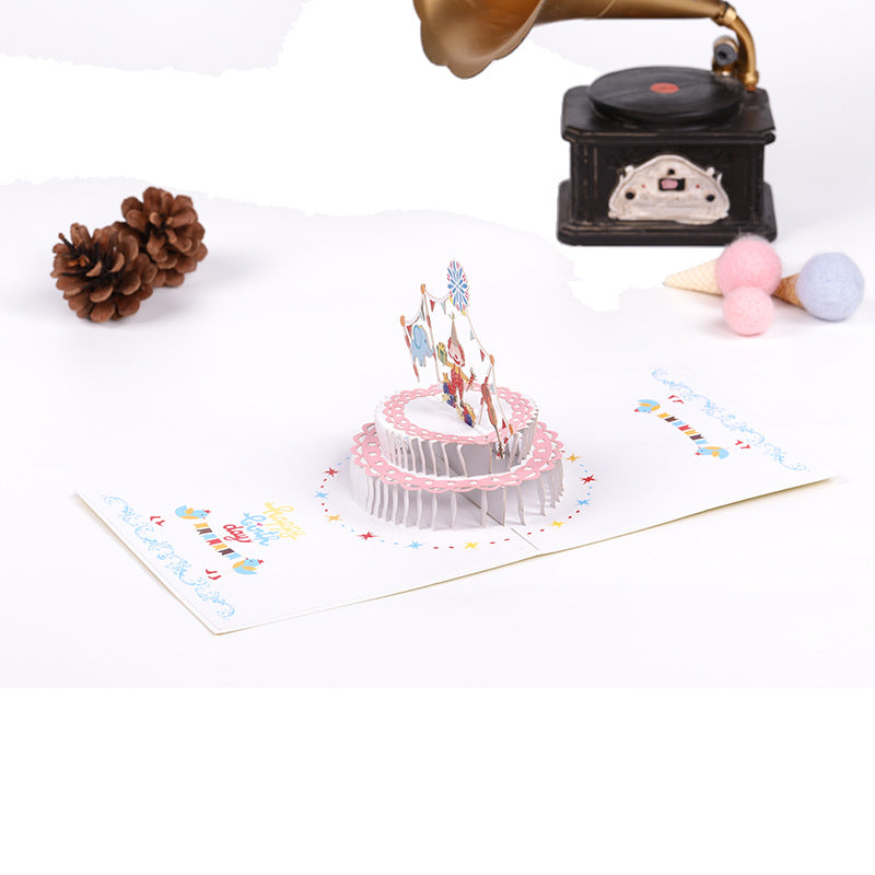 Birthday Card - Pop Up Cake and Clown - Q&T 3D Cards and Envelopes