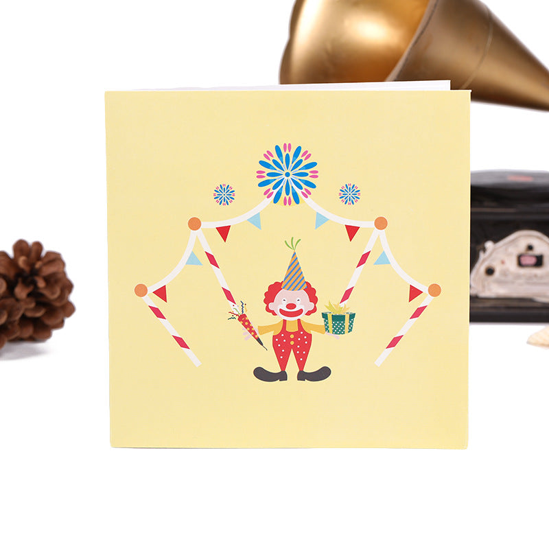 Birthday Card - Pop Up Cake and Clown - Q&T 3D Cards and Envelopes