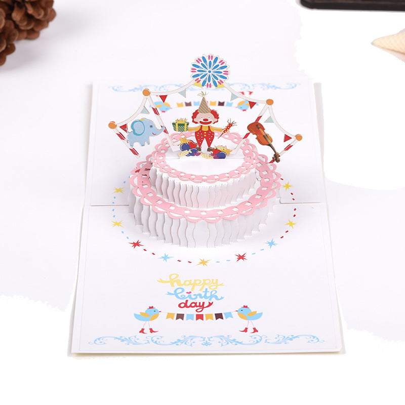 Birthday Card - Pop Up Cake and Clown - Q&T 3D Cards and Envelopes