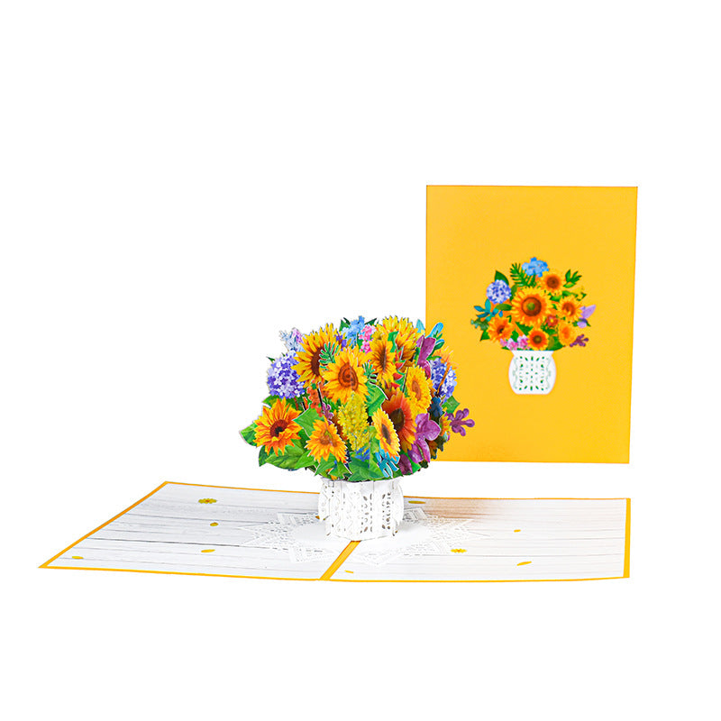 Sunflower Bouquet Pop Up Card - 2 Styles, Birthday, Wedding, Greeting Card | Valentines Day | Mothers Day | G