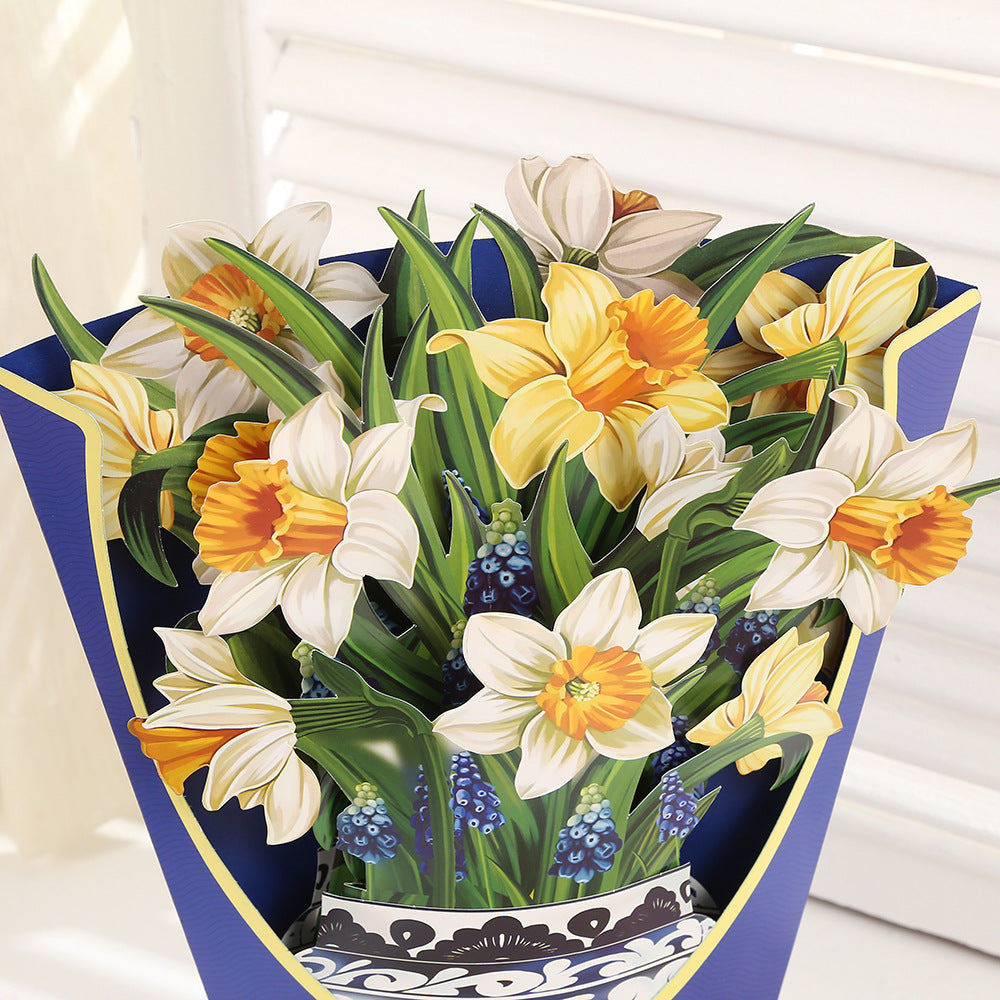 Colourful Tulips, Gerberas, Dahlia, Flowers Pop Up Card | Birthday | Wedding | Greeting Card | Valentines Card | Mothers Day Card