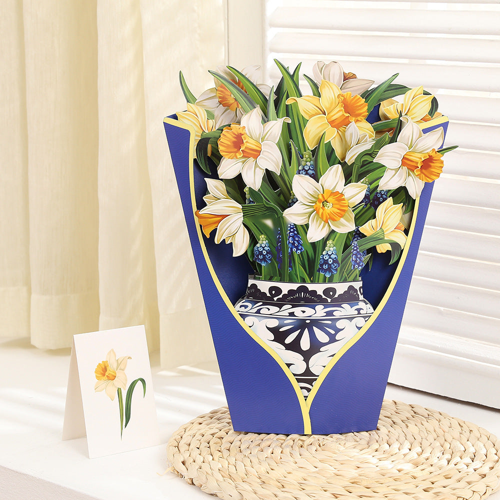 Colourful Tulips, Gerberas, Dahlia, Flowers Pop Up Card | Birthday | Wedding | Greeting Card | Valentines Card | Mothers Day Card