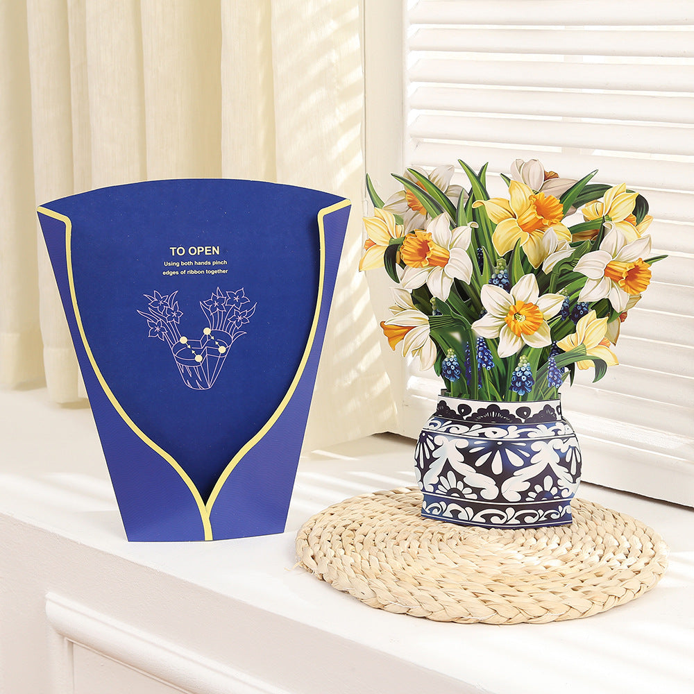 Colourful Tulips, Gerberas, Dahlia, Flowers Pop Up Card | Birthday | Wedding | Greeting Card | Valentines Card | Mothers Day Card