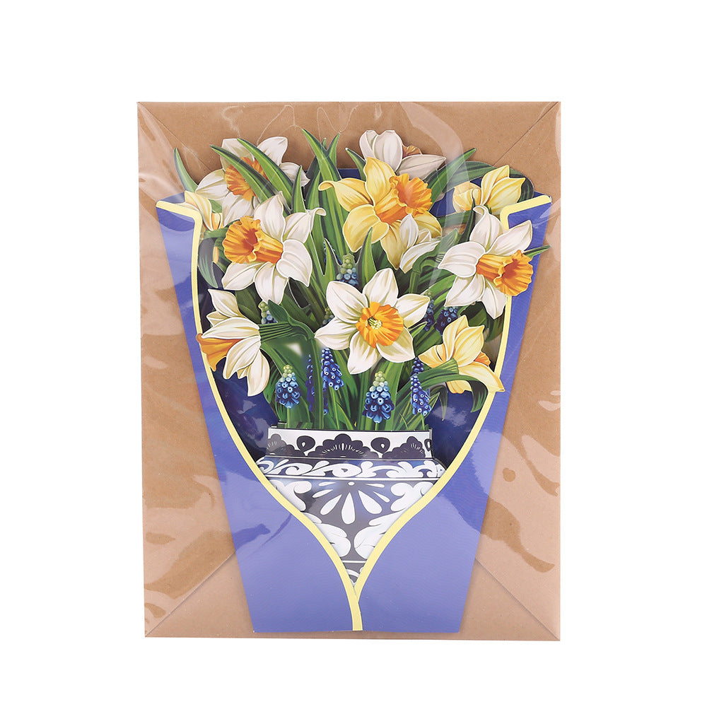 Colourful Tulips, Gerberas, Dahlia, Flowers Pop Up Card | Birthday | Wedding | Greeting Card | Valentines Card | Mothers Day Card