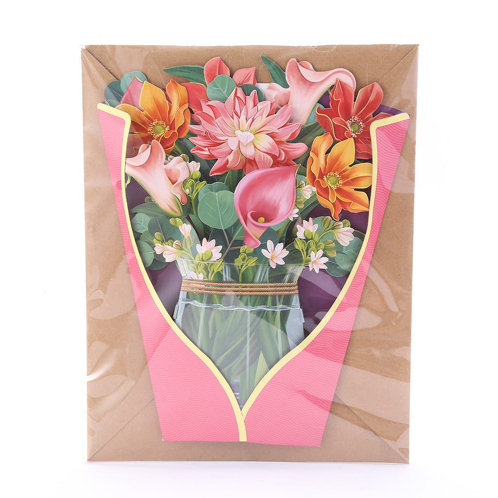 Colourful Tulips, Gerberas, Dahlia, Flowers Pop Up Card | Birthday | Wedding | Greeting Card | Valentines Card | Mothers Day Card