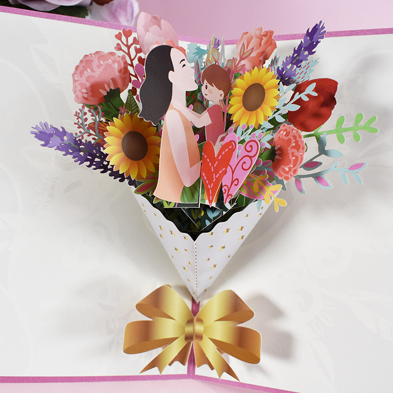 Mixed Flowers Bouquet Pop Up Card