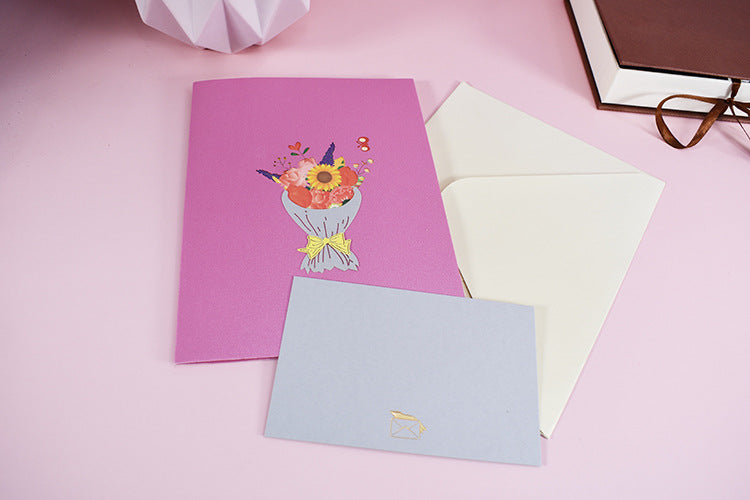 Mixed Flowers Bouquet Pop Up Card