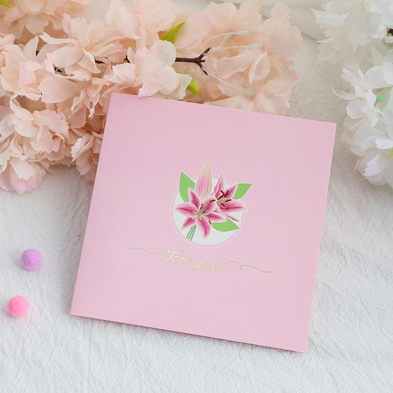 Pink Lilies Pop Up Card