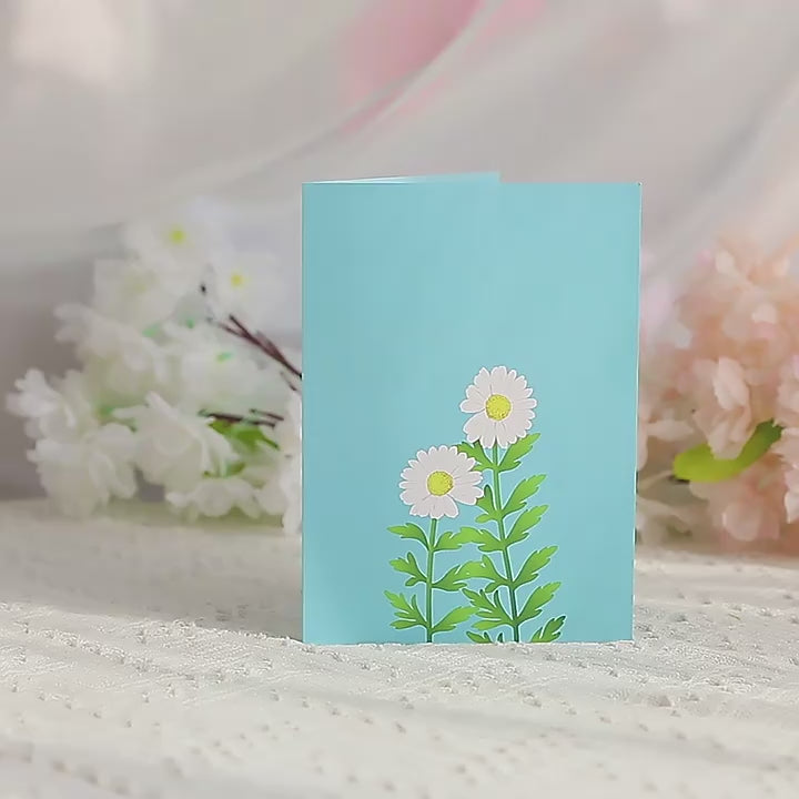 Daisy Bouquet Pop Up Card in Blue | 3D Card | Mothers Day Card