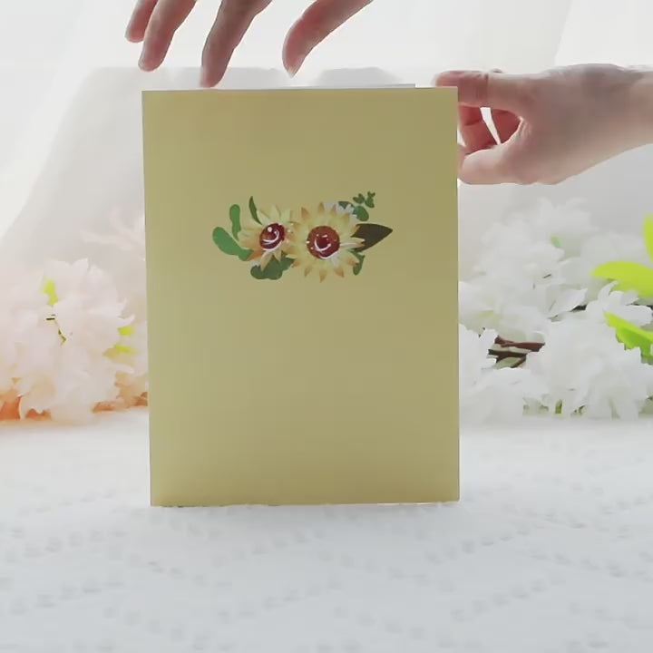 Sunflower Bouquet Pop Up Card - 2 Styles, Birthday, Wedding, Greeting Card | Valentines Day | Mothers Day | G