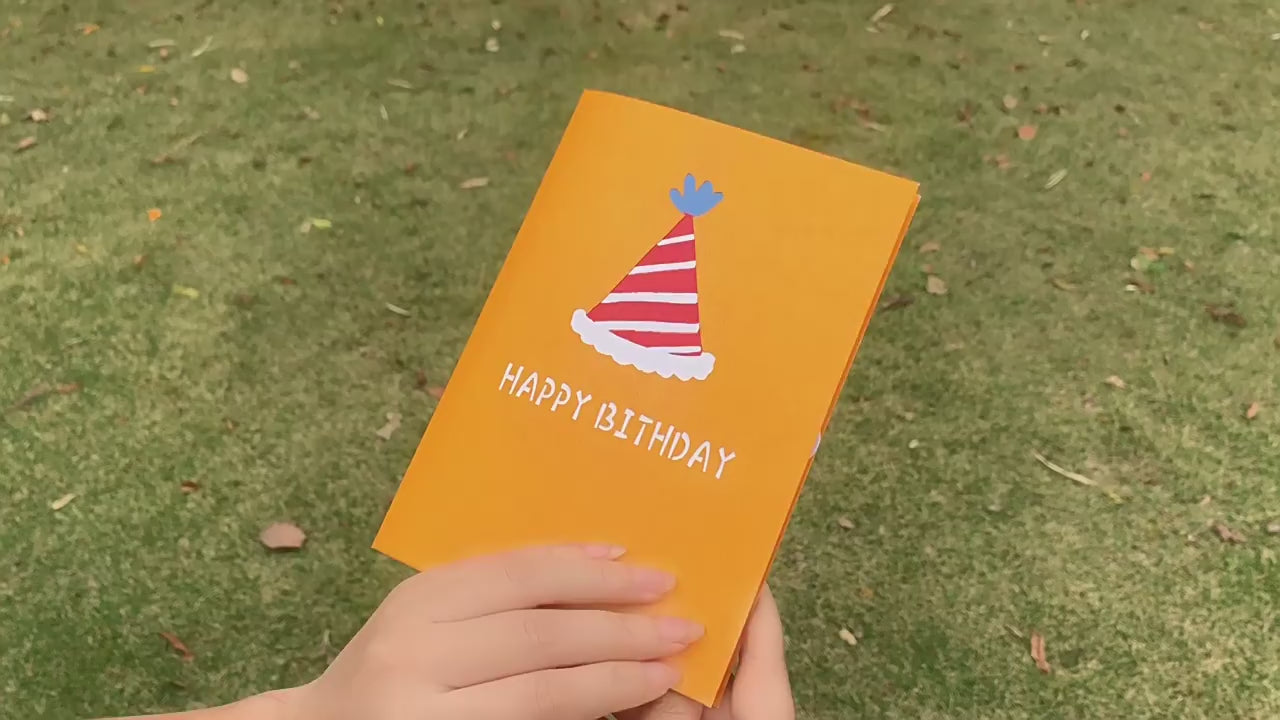 Funny Birthday Pop Up Card with Cat | 3D Card | Birthday Card | Black Cat | Party | Colourful Greeting Card