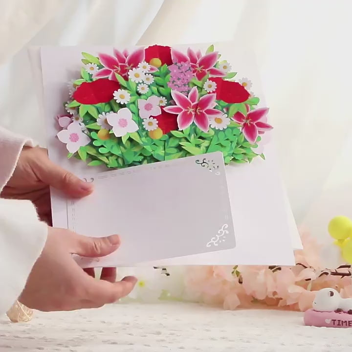 Colourful Standing Bouquet Pop Up Card - 4 Styles